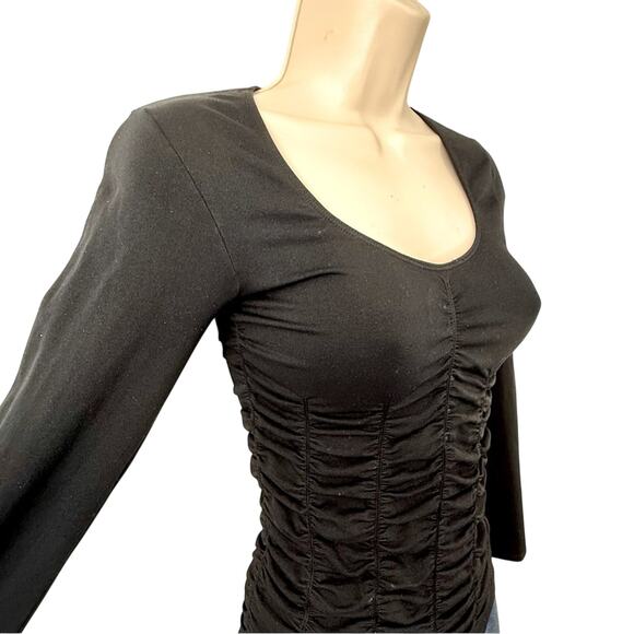 Last Tango Black Fitted Top Stretchy Ruched Detail No Seams Long Sleeve - Picture 6 of 16